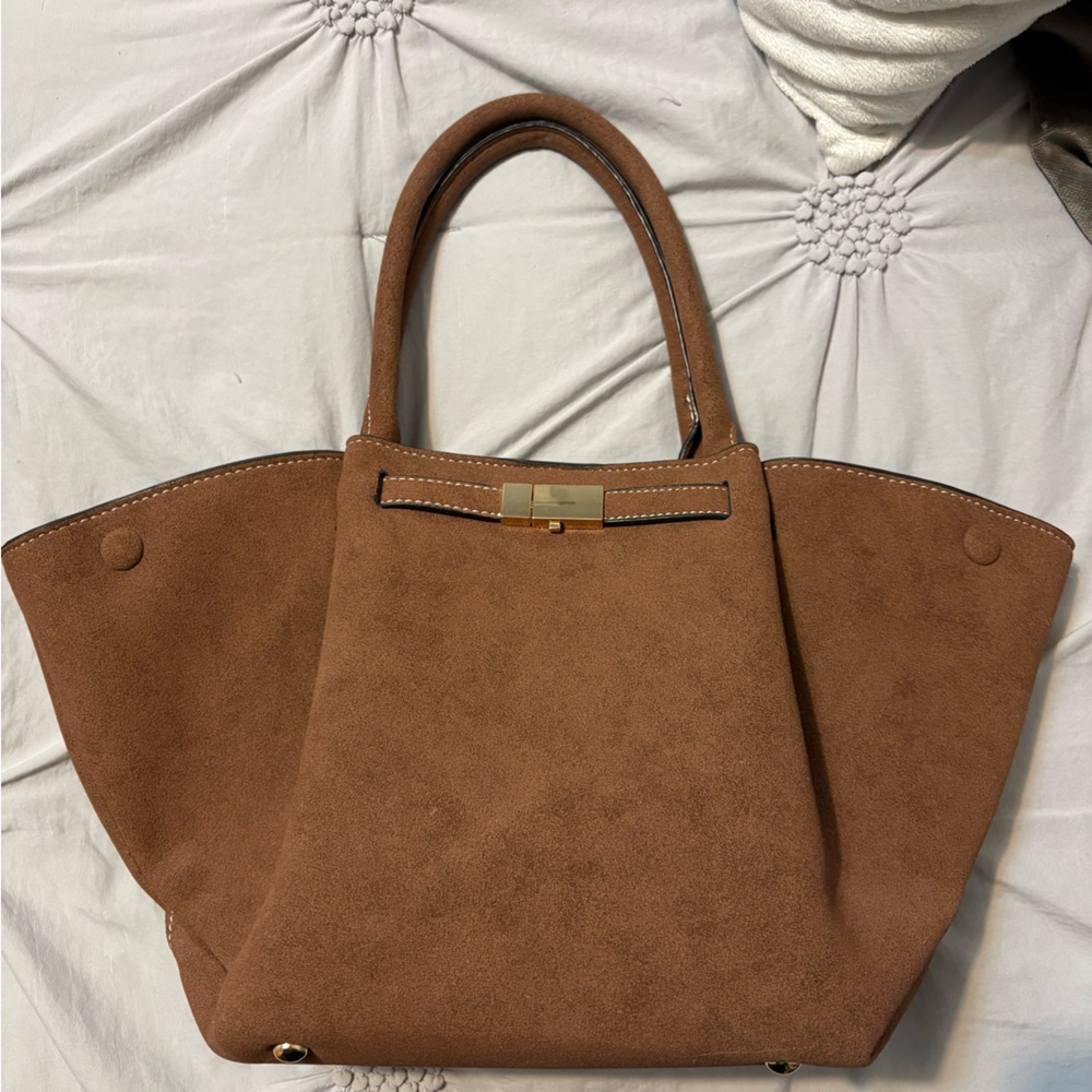 Classic Suede Tote Bag in Brown